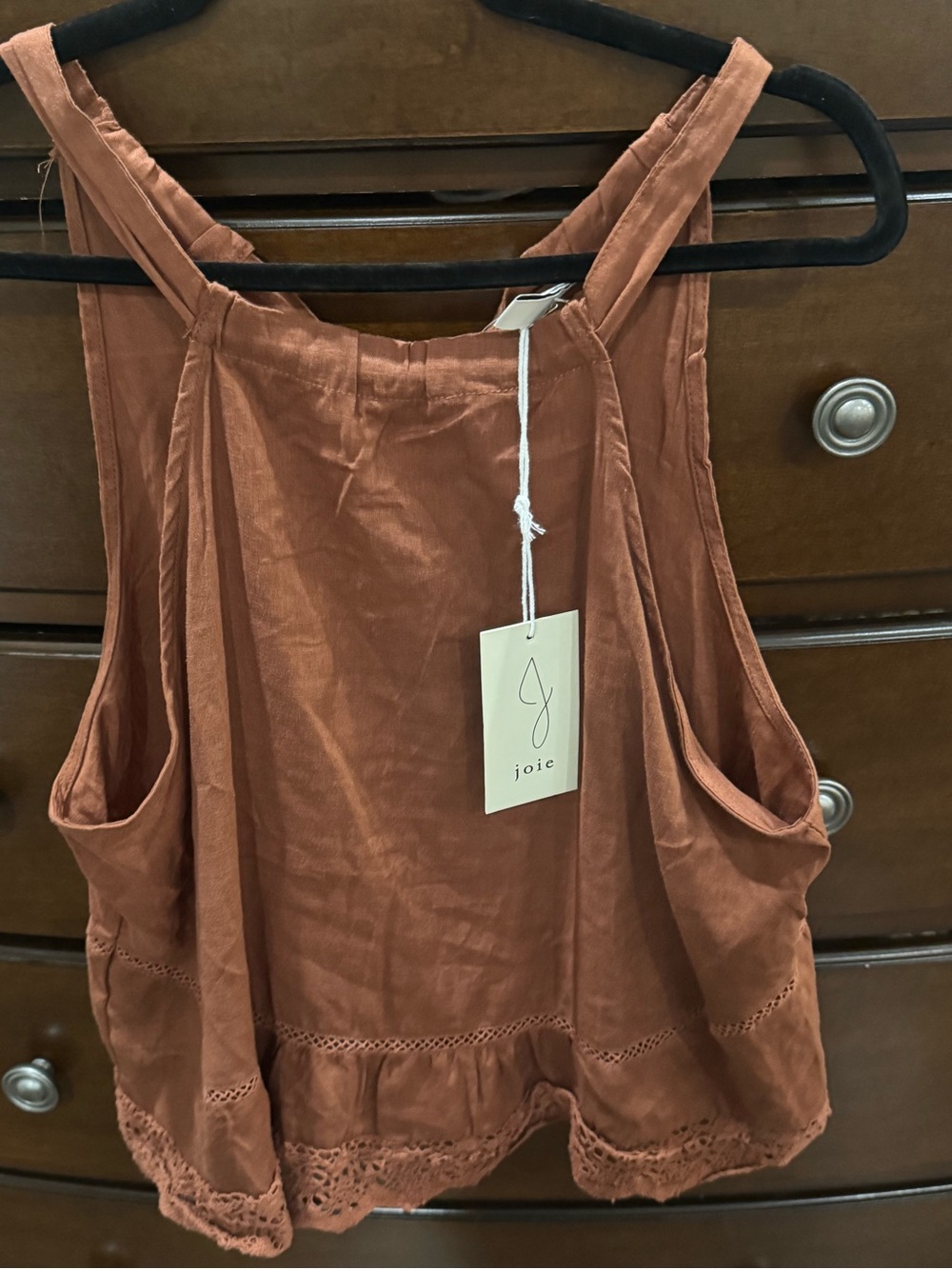 Joie Rust Crochet-Hem Sleeveless tank size L